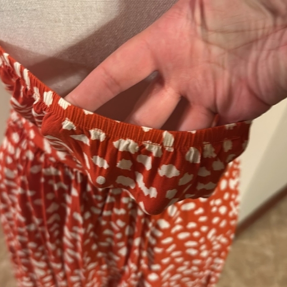 +Women's Halter Neck Dress in Red-Orange and White - Picture 7 of 8